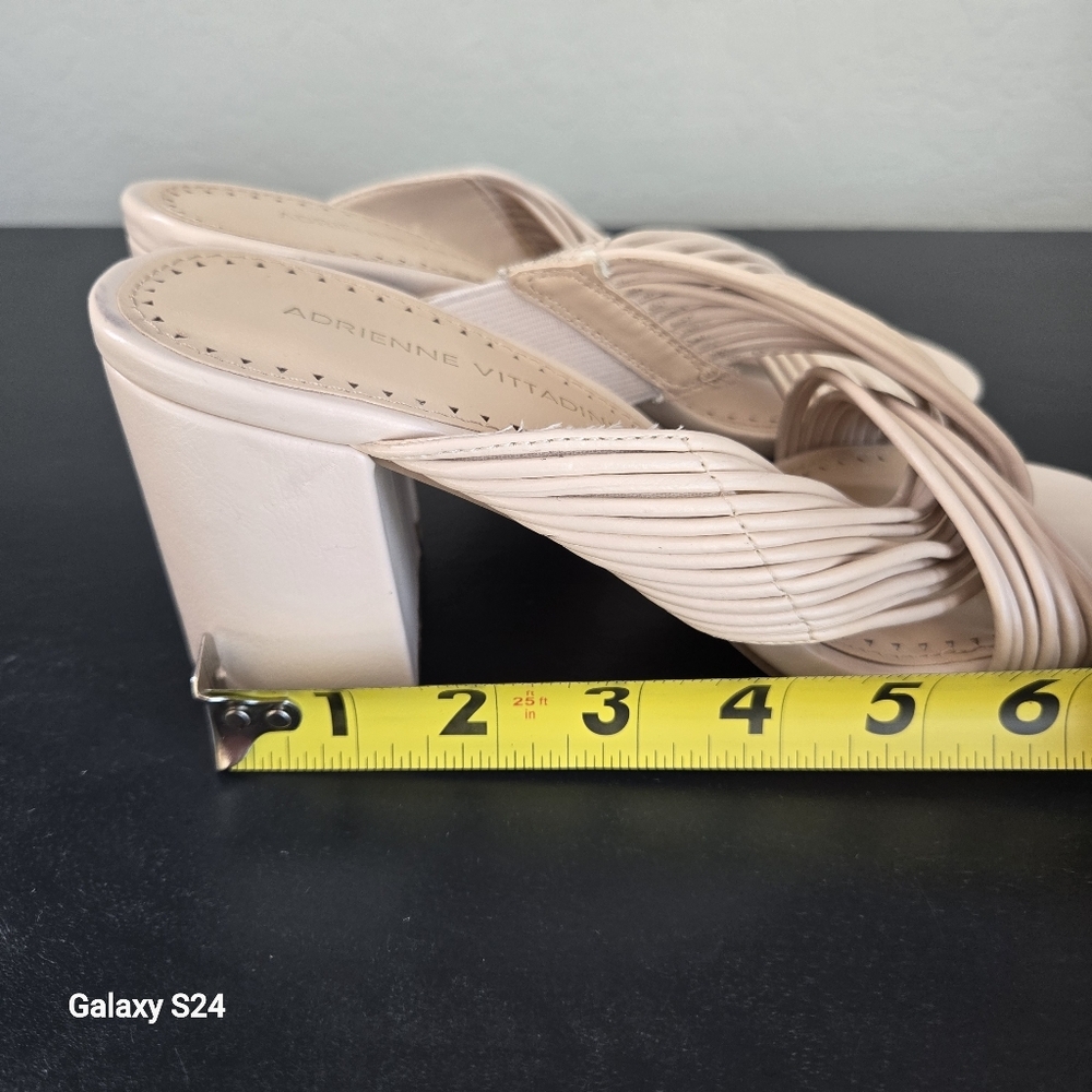 Adrienne Vittadini Annalee Block Heel Mule Sandals Cream Size 7.5 - Picture 13 of 13